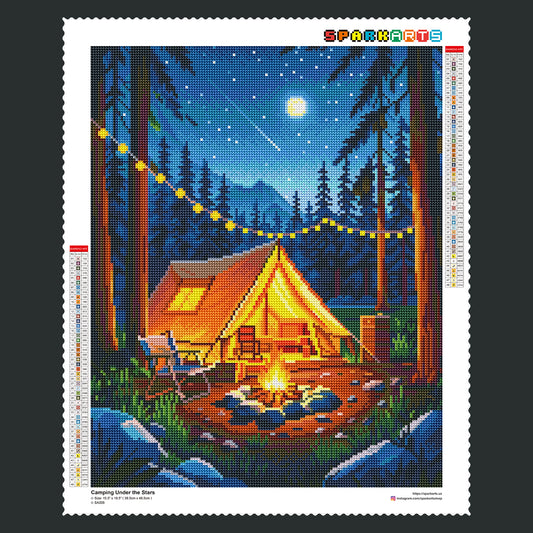 Camping Fire Velvet Canvas Diamond Painting Kit 40x50cm