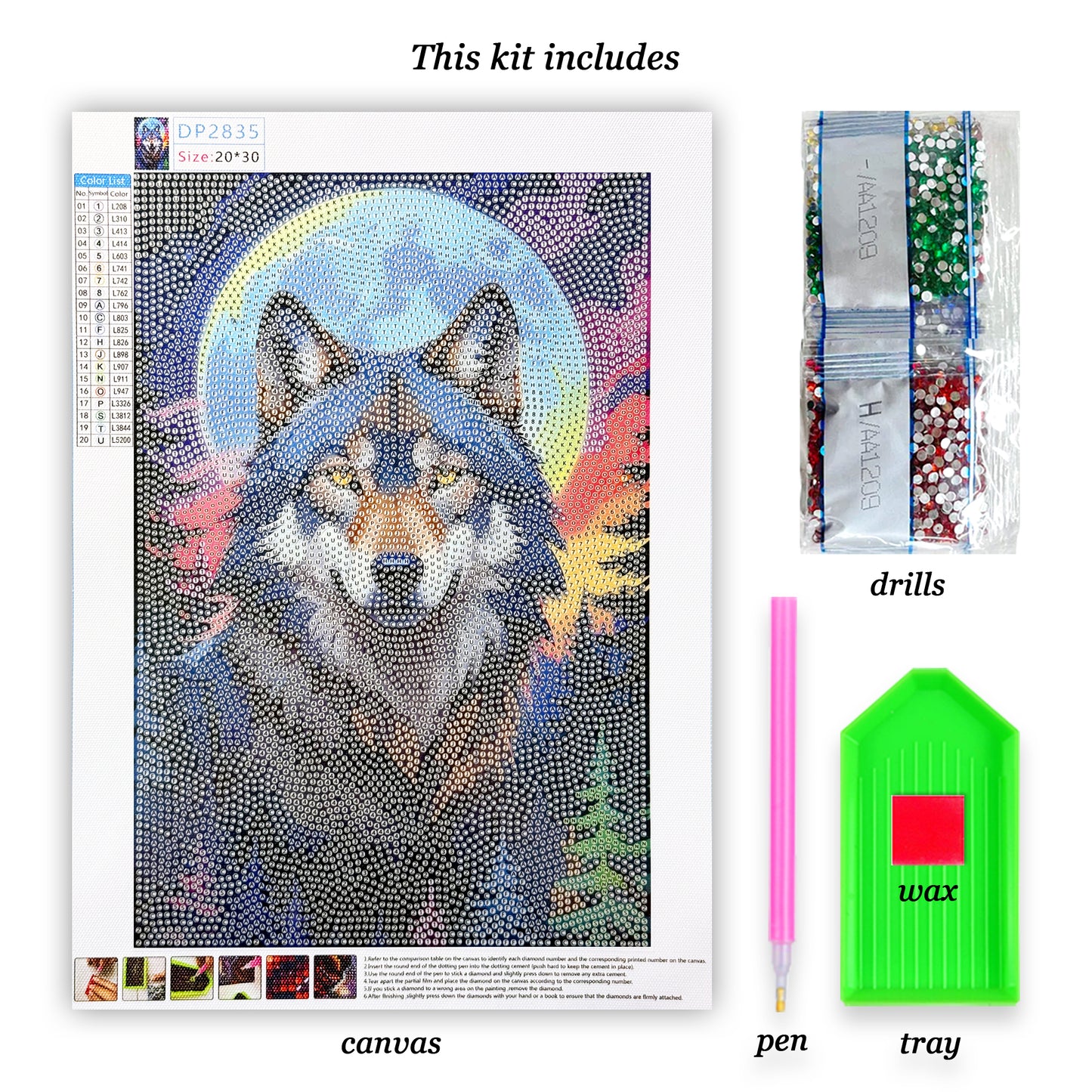 Wolf Diamond painting, Crystal Diamond Painting Kit